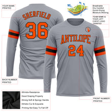 Загрузить изображение в средство просмотра галереи, Custom Gray Orange-Black Long Sleeve Performance T-Shirt
