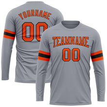 Загрузить изображение в средство просмотра галереи, Custom Gray Orange-Black Long Sleeve Performance T-Shirt
