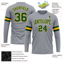 Charger l&#39;image dans la galerie, Custom Gray Green-Gold Long Sleeve Performance T-Shirt

