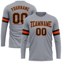 Load image into Gallery viewer, Custom Gray Black Orange-Old Gold Long Sleeve Performance T-Shirt
