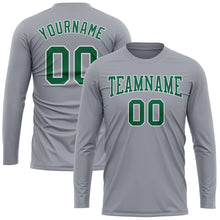 Load image into Gallery viewer, Custom Gray Kelly Green-White Long Sleeve Performance T-Shirt
