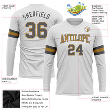 Charger l&#39;image dans la galerie, Custom White Steel Gray-Old Gold Long Sleeve Performance T-Shirt
