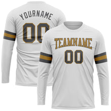 Charger l&#39;image dans la galerie, Custom White Steel Gray-Old Gold Long Sleeve Performance T-Shirt
