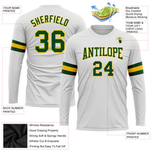 Load image into Gallery viewer, Custom White Green-Gold Long Sleeve Performance T-Shirt
