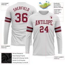 Load image into Gallery viewer, Custom White Crimson-Gray Long Sleeve Performance T-Shirt
