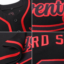 Load image into Gallery viewer, Custom Black Black-Red Authentic Baseball Jersey
