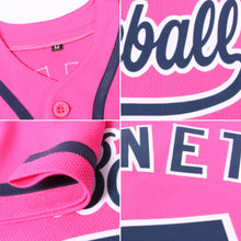Laden Sie das Bild in den Galerie-Viewer, Custom Pink Navy-White Authentic Baseball Jersey
