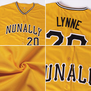 Custom Gold Black-White Baseball Jersey