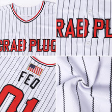 Загрузить изображение в средство просмотра галереи, Custom White Black Pinstripe Red-Black Authentic American Flag Fashion Baseball Jersey
