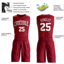 Load image into Gallery viewer, Custom Maroon White Round Neck Suit Basketball Jersey
