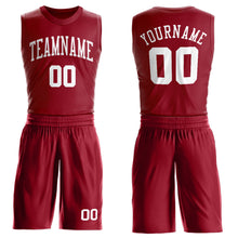 Load image into Gallery viewer, Custom Maroon White Round Neck Suit Basketball Jersey
