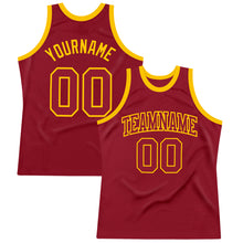 Load image into Gallery viewer, Custom Maroon Maroon-Gold Authentic Throwback Basketball Jersey
