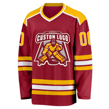 Load image into Gallery viewer, Custom Maroon Gold-White Hockey Jersey
