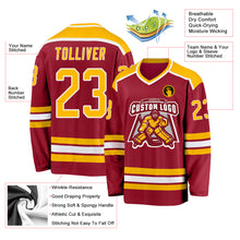 Laden Sie das Bild in den Galerie-Viewer, Custom Maroon Gold-White Hockey Jersey
