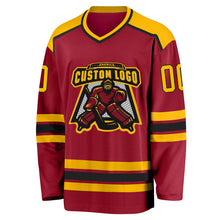 Load image into Gallery viewer, Custom Maroon Gold-Black Hockey Jersey
