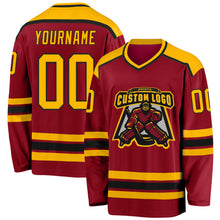 Charger l&#39;image dans la galerie, Custom Maroon Gold-Black Hockey Jersey
