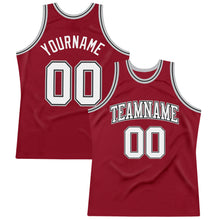 Load image into Gallery viewer, Custom Maroon White Black-Gray Authentic Throwback Basketball Jersey
