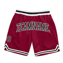 Load image into Gallery viewer, Custom Maroon Black-White Authentic Throwback Basketball Shorts
