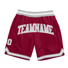 Laden Sie das Bild in den Galerie-Viewer, Custom Maroon Gray-White Authentic Throwback Basketball Shorts
