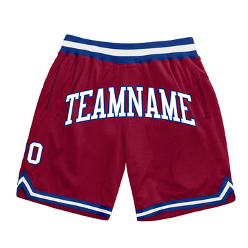 Custom Maroon White-Royal Authentic Throwback Basketball Shorts