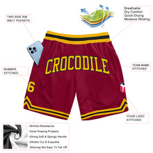 Load image into Gallery viewer, Custom Maroon Gold-Black Authentic Throwback Basketball Shorts
