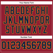 Загрузить изображение в средство просмотра галереи, Custom Maroon White Pinstripe Navy-Gold Authentic Basketball Jersey
