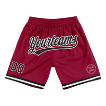 Load image into Gallery viewer, Custom Maroon Black-White Authentic Throwback Basketball Shorts
