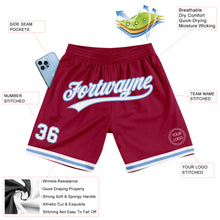 Load image into Gallery viewer, Custom Maroon White-Light Blue Authentic Throwback Basketball Shorts
