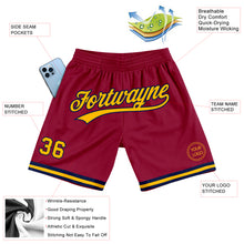 Load image into Gallery viewer, Custom Maroon Gold-Navy Authentic Throwback Basketball Shorts

