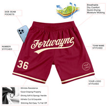 Load image into Gallery viewer, Custom Maroon Cream Authentic Throwback Basketball Shorts
