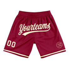 Load image into Gallery viewer, Custom Maroon Cream Authentic Throwback Basketball Shorts
