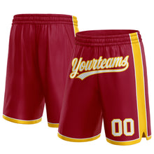 Load image into Gallery viewer, Custom Maroon White-Yellow Authentic Basketball Shorts
