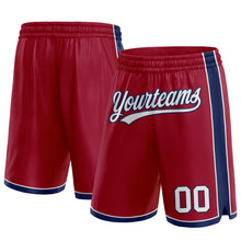 Load image into Gallery viewer, Custom Maroon White-Navy Authentic Basketball Shorts
