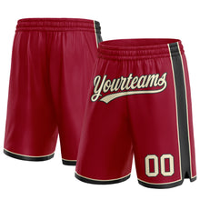 Load image into Gallery viewer, Custom Maroon Cream-Black Authentic Basketball Shorts
