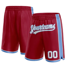 Load image into Gallery viewer, Custom Maroon White-Light Blue Authentic Basketball Shorts
