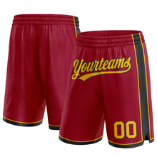 Load image into Gallery viewer, Custom Maroon Gold-Black Authentic Basketball Shorts
