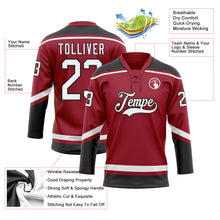 Load image into Gallery viewer, Custom Maroon White-Black Hockey Lace Neck Jersey
