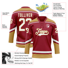Load image into Gallery viewer, Custom Maroon White-Old Gold Hockey Lace Neck Jersey
