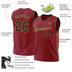 Custom Maroon Black-Old Gold Authentic Throwback Basketball Jersey