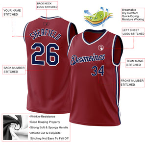 Custom Maroon Navy-White Authentic Throwback Basketball Jersey
