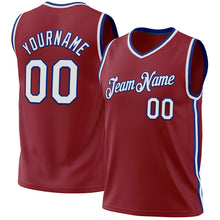 Load image into Gallery viewer, Custom Maroon White-Royal Authentic Throwback Basketball Jersey

