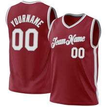 Load image into Gallery viewer, Custom Maroon White-Gray Authentic Throwback Basketball Jersey
