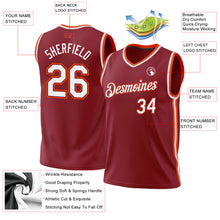 Load image into Gallery viewer, Custom Maroon White-Orange Authentic Throwback Basketball Jersey
