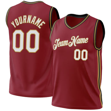 Custom Maroon Old Gold-Black Authentic Throwback Basketball Jersey