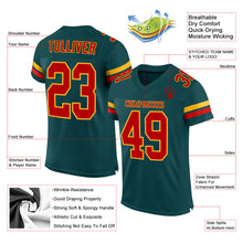 Load image into Gallery viewer, Custom Midnight Green Red-Gold Mesh Authentic Football Jersey
