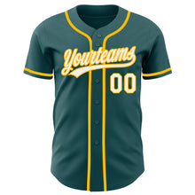 Load image into Gallery viewer, Custom Midnight Green White-Gold Authentic Baseball Jersey
