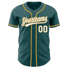 Laden Sie das Bild in den Galerie-Viewer, Custom Midnight Green White-Old Gold Authentic Baseball Jersey
