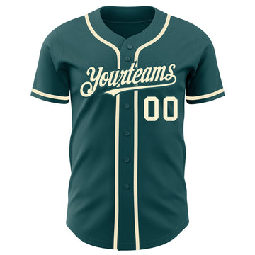 Custom Midnight Green Cream Authentic Baseball Jersey