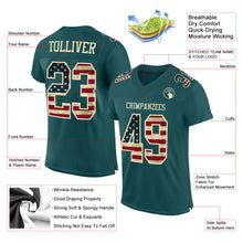 Load image into Gallery viewer, Custom Midnight Green Vintage USA Flag-City Cream Mesh Authentic Football Jersey
