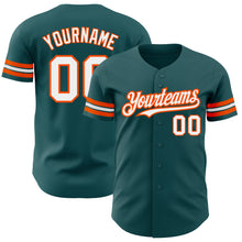 Load image into Gallery viewer, Custom Midnight Green White-Orange Authentic Baseball Jersey
